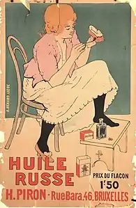 Armand Rassenfosse - Huile russe, 1896 (Lithographie en couleurs ; 96,2 × 63,5 cm), Liège, Musée de la Vie wallonne