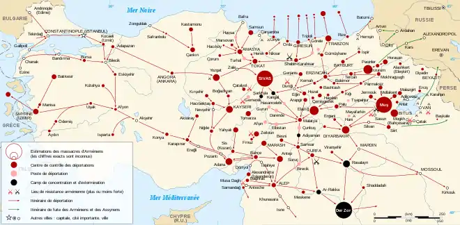 Carte de la Turquie actuelle, les activités se concentrent dans l'Est du territoire.