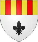 de Lantwyck d'argent à une fleur de lis de sable, au chef d'or à trois pals de gueules.