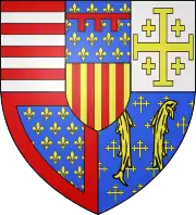 Blason de René Ier d'Anjou, duc de Bar, de Lorraine, d'Anjou, roi de Naples, en 1453