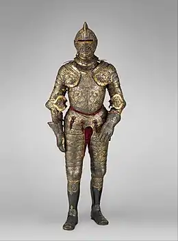 Amure du roi de France Henri II, vers 1555, avec une décoration typique de la Renaissance.