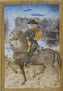 Illustration en couleurs d'un homme à cheval.