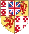 Le blason du 1er duc de Wellington avec son augmentation (l'écusson dans les couleurs du Union Jack) commémorant la victoire à Waterloo.