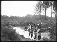 Lavandières rinçant le linge au ruisseau (cliché Félix Arnaudin).