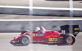 René Arnoux sur la Ferrari 126 C4 à Dallas en 1984.