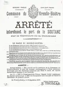 Arrêté municipal du 10 septembre 1900