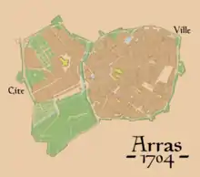 Plan d'Arras selon Jean Dessaily - 1704.