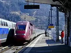 Rame Thalys arrivant à Bourg-Saint-Maurice.