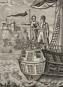Arrivée de Bonaparte à l'île Sainte-Hélène.