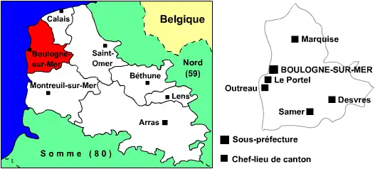 Carte de l'arrondissement de Boulogne-sur-Mer