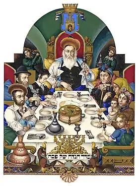 Haggadah, La Famille au Seder, A. Szyk (1935).