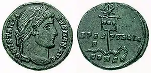 Nummus figurant Constantin et son labarum, 327.