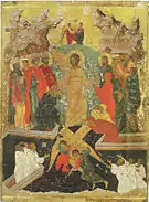 Ascension-Descente aux enfers. deuxième quart du XVIe s. Musée de Vologda. Provient du monastère de Gorne-Ouspenski
