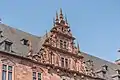 Pignon caractéristique de la Renaissance tardive allemande du château de Johannisburg.