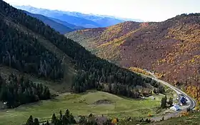 Vue aérienne de la station.