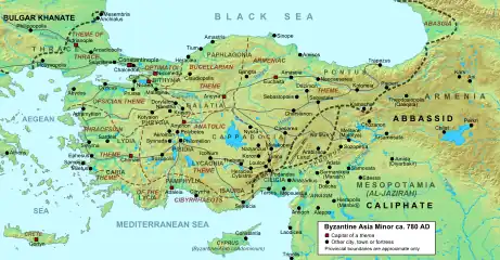 Carte des thèmes asiatiques de Byzance