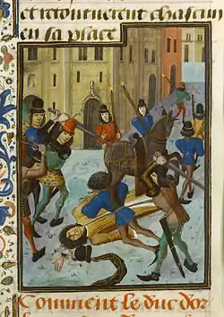 Assassinat du duc Louis d'Orléans. Paris, BnF, vers 1470-1480.