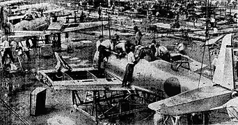 Usine de construction d'avion de guerre près de Nagoya.