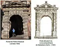 C'est la porte délicate 5 du Livre extraordinaire de Serlio qui donna le dessin général du portail de l'hôtel d'Assézat.