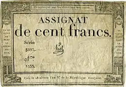 Assignat de 100 francs.