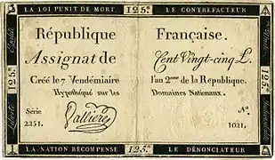 Assignat de 125 livres.