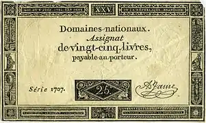 Assignat de 25 livres.