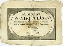 Assignat de 500 livres.