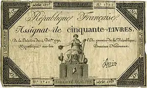 Assignat de 50 livres par Gatteaux.