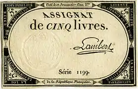 Assignat de 5 livres.