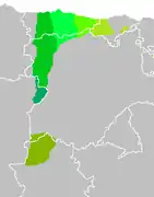 Les domaines linguistique de l'astur-léonais.