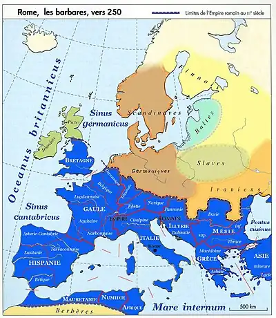 Imperium et Barbaricum en 250.