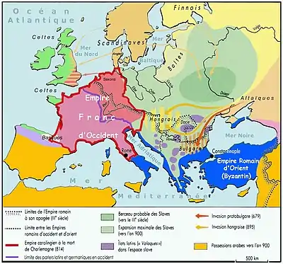 Les Valaques en Europe en 850, d'après Anne Le Fur.