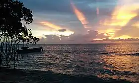 Un coucher de soleil vu depuis les Cayos Miskitos.