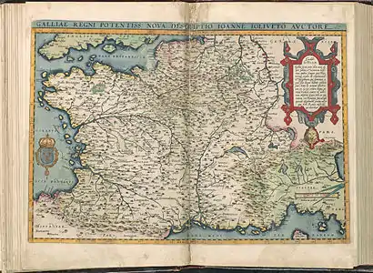 Atlas d'Abraham Ortelius (1570) - planche 16 représentant la France (Gallia).