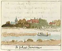 Aperçu du fort au XVIIIe siècle dans l'"Atlas Schoemaker" (1710) localisé en Gueldre.