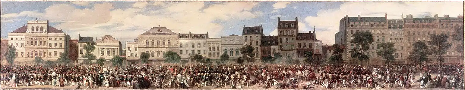 Attentat de Fieschi, le 28 juillet 1835 (par Eugène Lami, 1845, château de Versailles).