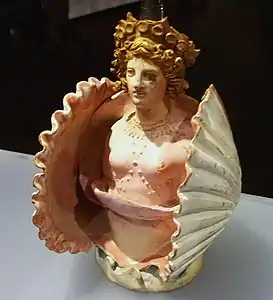 Céramique, Aphrodite sortant d'une coquille, Phanagoria (Péninsule de Taman, Crimée), vers -350