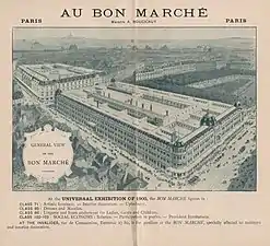 Le square en arrière-plan, sur une publicité en 1900.