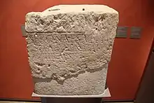 présentation d'une pierre présentant une inscription avec le nom Serona dans un musée.