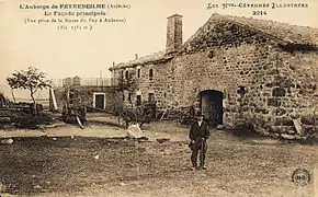 Carte postale de l'auberge de Peyrebeille.