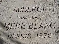 Plaque commémorative, Auberge de la mère Blanc, à Vonnas.