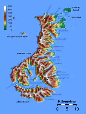 Carte des îles Auckland