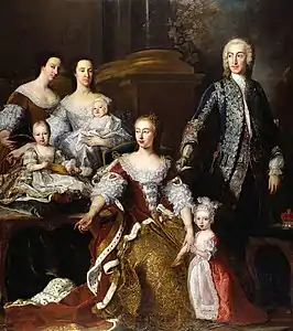 Augusta de Saxe-Gotha, princesse de Galles, avec sa famille et ses domestiques (1739), Royal Collection.