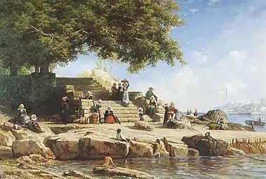 Auguste Anastasi : Le passage du bac à Tréboul (1870).