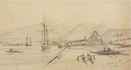 Rivage à Honolulu (1838), crayon, localisation inconnue.