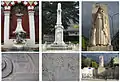 De gauche à droite : Monument au Docteur Bernard Niepce (en bas, détail signature), Monument aux morts d'Allevard (en bas, détail de la signature), détail du Monument aux morts de Vizille (en bas, vue d'ensemble).