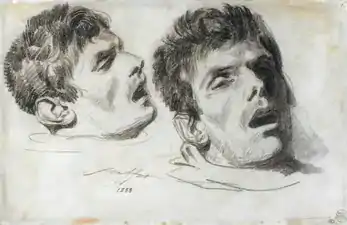 Deux études de la tête d'un homme mort (1833), dessin, Paris, musée du Louvre.