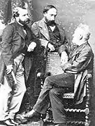 François-Victor Hugo, Auguste Vacquerie et Victor Hugo photographiés par Bertall