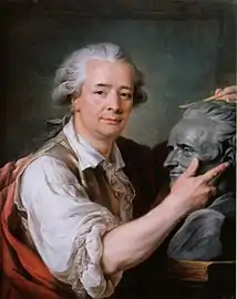 Augustin Pajou modelant le buste de son professeur Jean-Baptiste Lemoyne (1782), pastel, musée du Louvre.