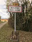 Panneau d'entrée dans Aulnoy-sur-Aube